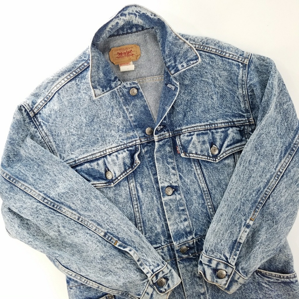Vintage 80s Levi's Acid Washed Long Denim Jacket